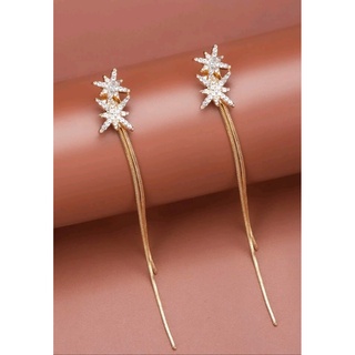 ต่างหูแฟชั่น ต่างหูเพชรแฟชั่น สวยหรู ดูดี Rhinestone Decor Earring (ส่งจากไทย)