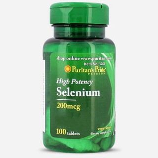 Puritans Pride Selenium 200 mcg / 100 Tablets ต้านอนุมูลอิสระ โดยกระตุ้นให้ร่างกายสร้างเอนไซม์ กลูตาไธโอน เปอร์ออกซิเดส