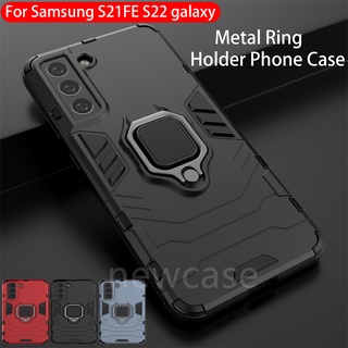 Samsung Galaxy S21 FE S22 Plus Ultra S21FE S22Plus S22Ultra S22+ S 21 FE 5G Ring Stand Phone Case Bumper Magnetic Casing Camera Lens Hard Cases Cover