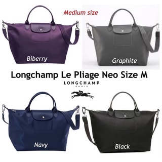 💕Longchamp Le Pliage Neo Size M - black and navy