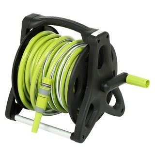 Watering hose GROUND-BASED HOSE REEL SPRING DGH W06 S 1/2"X20M GREEN Watering equipment Garden decoration accessories สา