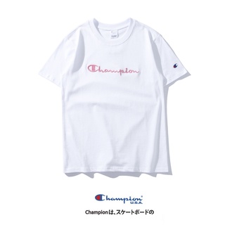 ❤❀ [พร้อมส่ง] ❤ Champi-o คุณภาพสูง-----N เสื้อยืดแขนสั้นลําลอง ผ้าฝ้าย ปักลายตัวอักษร สามมิติ สําหรับคู่รัก