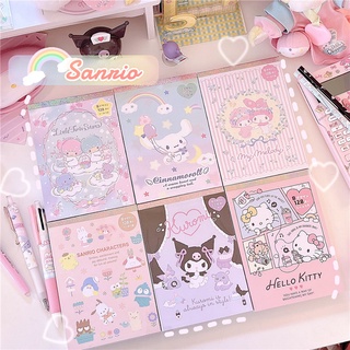 Sanrio สมุดโน๊ต แบบพกพา 128 แผ่น สมุดบันทึก พร้อมสติกเกอร์ เครื่องเขียนโรงเรียน