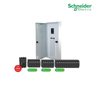 Schneider Electric ชุดตู้โหลดเซ็นเตอร์สแควร์ดีเฟรม 250A ขนาด 42 ช่อง + เมนเบรกเกอร์ 250A, 25kA + ลูกย่อยขนาด 32A/20A/16A