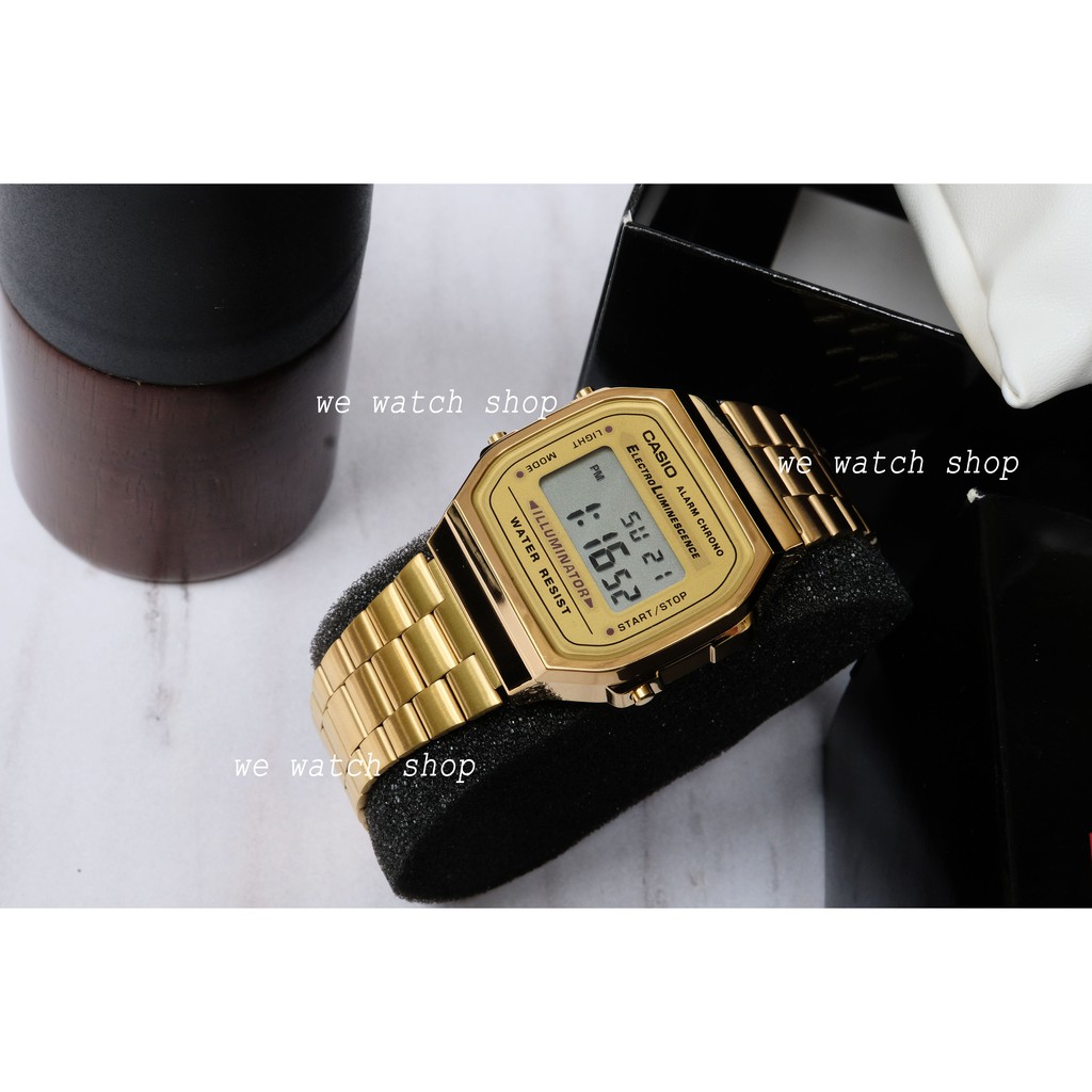 CASIO ของเเท้ เครื่องศูนย์ CMG รุ่น A168WG-9WDF สีทอง สายเหล็ก ประกันศูนย์ CMG  A168WG-9  A168WG  A168  A168WG-9W