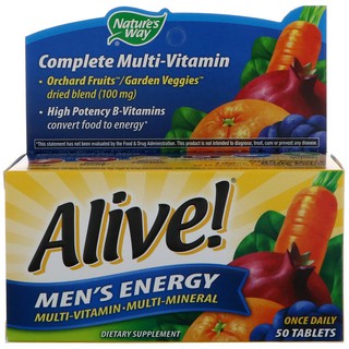 Natures Way, Alive!, Mens Energy Multivitamin-Multimineral, 50 Tablets