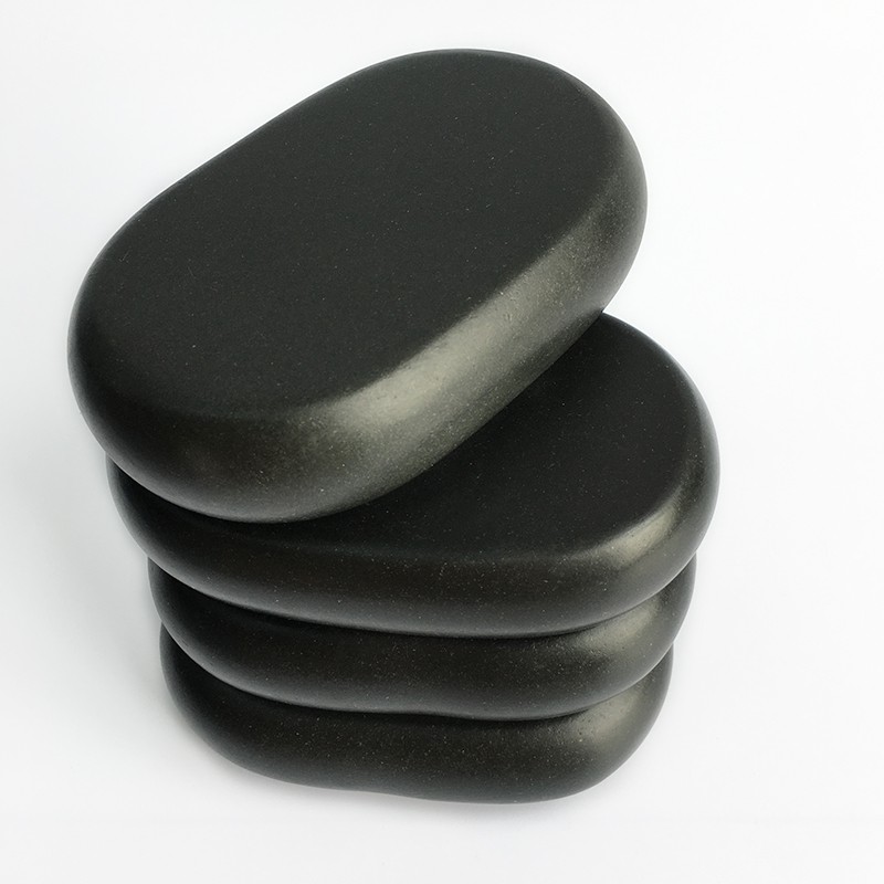 แท ้ Basalt, ขนาด 11 * 7 * 2.8 ซม.10 ชิ ้ นราคาขายส ่ งขายดีฉนวนกันความร ้ อนหินนวดสุขภาพ Basalt ความร ้ อนนวดหิน Healing หิน