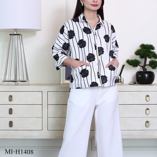 MIKIKO Shirt MI-H1408 โคโม่ปริ้นท์ แขนยาว IGPU17-SL5