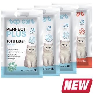 ทรายเต้าหู้ Topcat PerfectPlus 6 ลิตร กลิ่น HoneyPeach 1ถุง Baby Milk 3ถุง