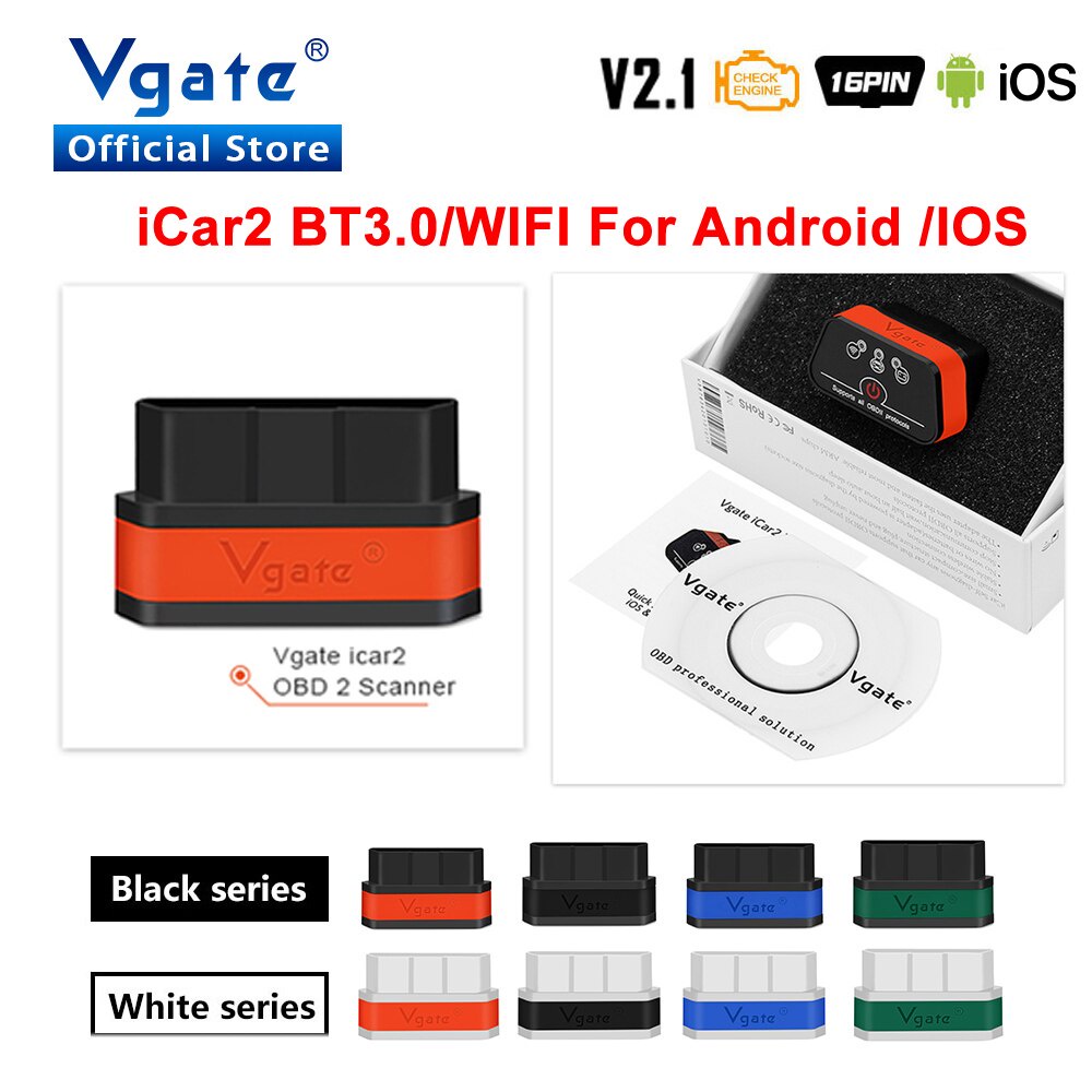 Vgate iCar2 ELM327 obd2 WIFI OBD 2 ODB2 เครื่องสแกนเนอร์เครื่องมือสําหรับ IOS/Android BT-Wireless au