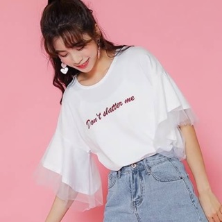 เสื้อยืดแฟชั่น แขนระบายน่ารัก