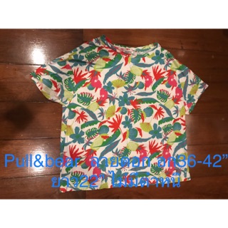 Pull&amp;bear ลายดอก size s  ใส่สงกรานต์ ถูกสุดๆ ป้ายครบ  รวมส่ง อก36-42” ยาว22” ไม่มีตำหนิ