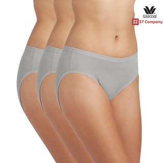 กางเกงใน Wacoal Panty ทรง Bikini ขอบเรียบ สีเทา Grey (3 ตัว) รุ่น WU1M01 WU1C34 WQ6M01 กางเกงในผู้หญิง วาโก้ บิกินี่