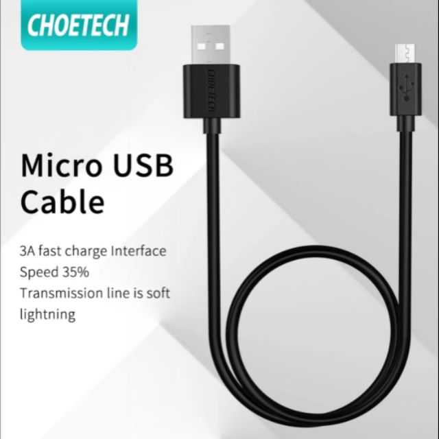 Choetech สายเคเบิล Micro USB 2.4A 1.2 เมตร