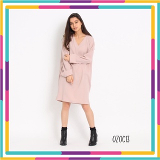 🍭 Ozoc13: Ozoc Nude dress เดรสผ้าโพลีเอสเตอร์เนื้อหนา ผ้ายืดหยุ่น มีน้ำหนัก