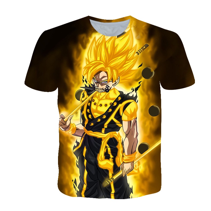เสื้อยืดแขนสั้นลําลอง คอกลม พิมพ์ลายอนิเมะ Dragon Ball Z Goku 3 มิติ สไตล์ญี่ปุ่น แฟชั่นสําหรับผู้ชาย และผู้หญิง