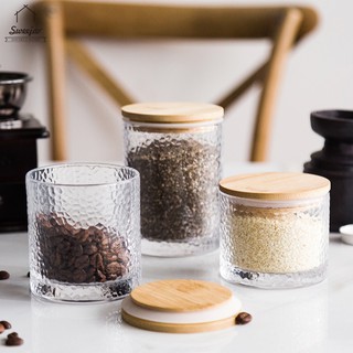 SWEEJAR ขวดโหลแก้ว พร้อมฝาปิดไม้ ขนาด 230 มล. 300 มล. 400 มล.