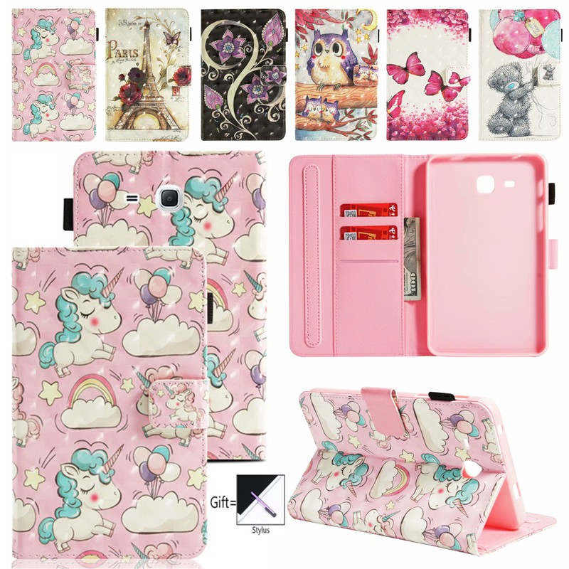 เคสหนัง ลายการ์ตูนน่ารัก สําหรับ Samsung Galaxy Tab A A6 7.0 2016 Sm - T280 T285