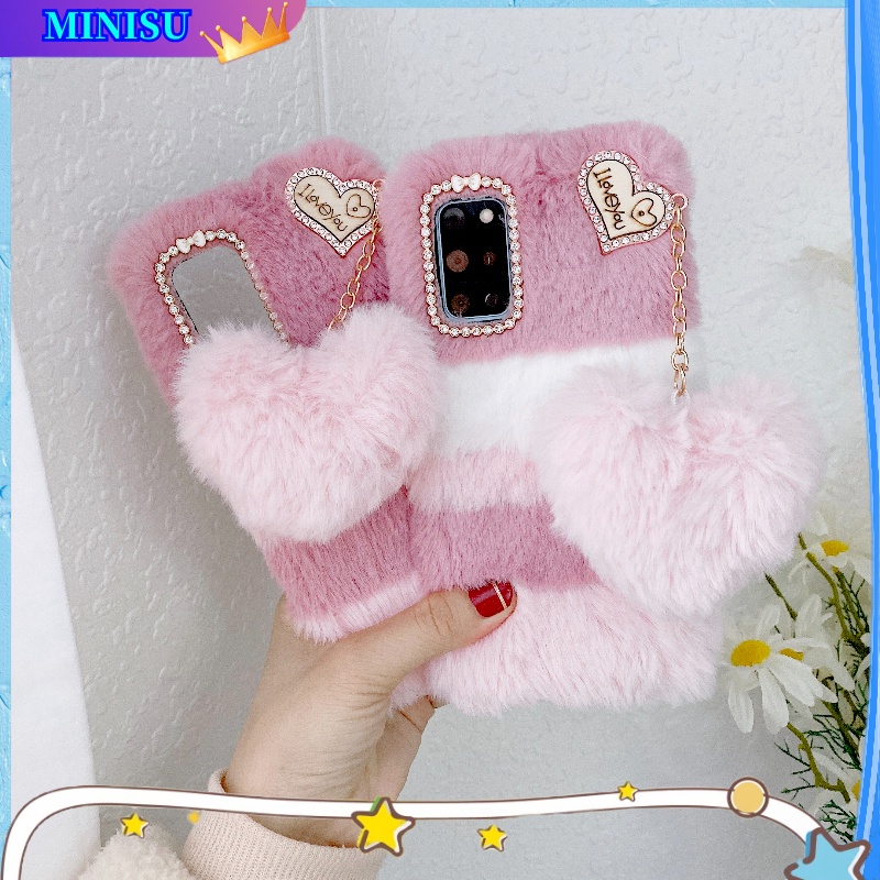 สําหรับ VIVO V50 V40Lite V30E V29E V27E V25 V25E V23E V21E V20 V27 V29 V30 V40 Pro แฟชั่น Bling Love Plush Warm น่ารัก Furry Fluffy Fur กรณีฝาครอบ
