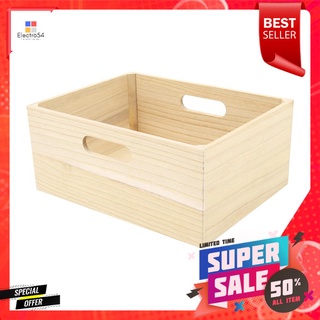 กล่องลังไม้มือจับ STACKO HOME L 35X27X15.5 ซม. สี NATURALWOODEN BOX WITH HANDLES STACKO HOME L 35X27X15.5CM NATURAL