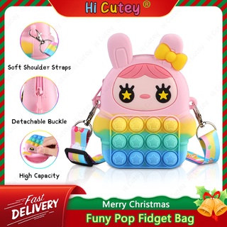 Pop Shoulder Bag Push It Purse Fidget Toy Bubble Crossbody Bags Cute Rabbit Poppet Purse for Kid School Supplies Popular Popper Handbags Wallet