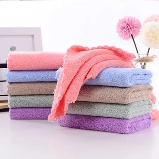 ผ้าเช็ดมือ พร้อมส่ง 26*26CM ผ้าขี้ริ้วอเนกประสงค์ ห้องครัวสองด้านผ้าเช็ดจานดูดซับ