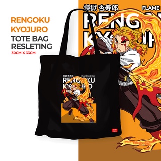 Rengoku KYOJURO กระเป๋าโท้ท ผ้าแคนวาส มีซิป พรีเมี่ยม ลายการ์ตูนอนิเมะดาบพิฆาตอสูร