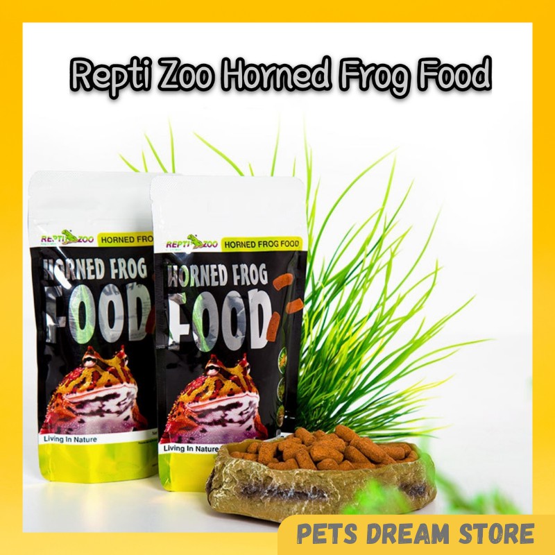 อาหารกบฮอร์น Reptizoo 50g รสกุ้งและปลา Pacman Frog เม็ดโปรตีนสูง อาหารกบสะเทินน้ําสะเทินบก