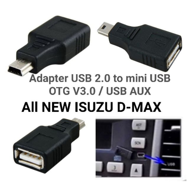 USB 2.0 Female to Mini USB Male Adapter 5P OTG V3 ต่อ USB AUX All New ISUZU D-max