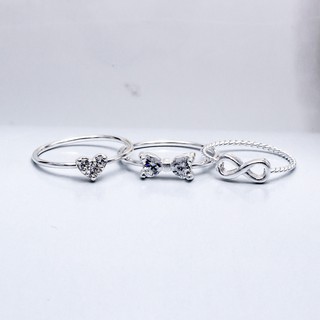 [โปร! รับฟรีแหวนเพชรเงินแท้] SNOWY MINIMAL แหวนเงินแท้ 925 Silver Jewelry แหวนมินิมอล ประดับเพชร CZ รุ่น RS3059, 68, 69