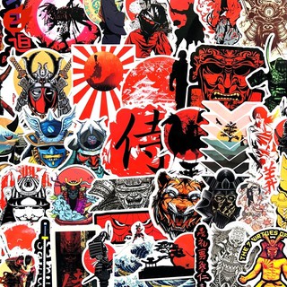 สติกเกอร์ กันน้ํา ลาย Bushido Kanji สไตล์ญี่ปุ่น มี 65 ชิ้น