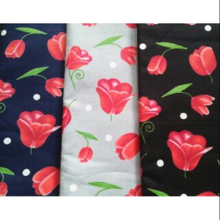 ผ้าคอตตอนญี่ปุ่นลายทิวลิป 45*55 ซม. มี 3 สี