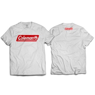 คลาสสิก เสื้อยืดคอกลมแขนสั้นสีขาว ลายColeman ผ้าฝ้ายแท้