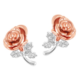 PRIMA ต่างหูเพชรรูปดอกกุหลาบ (Rose) Petite Fleur Collection สี Rose Gold รหัสสินค้า 991E1388-01