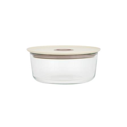 [พร้อมส่ง] HomeDoDee กล่องอาหารแก้วกลม NEOFLAM FIKA CLIK 0.85 ลิตร สีครีม กล่องข้าว กล่องเก็บอาหาร ก