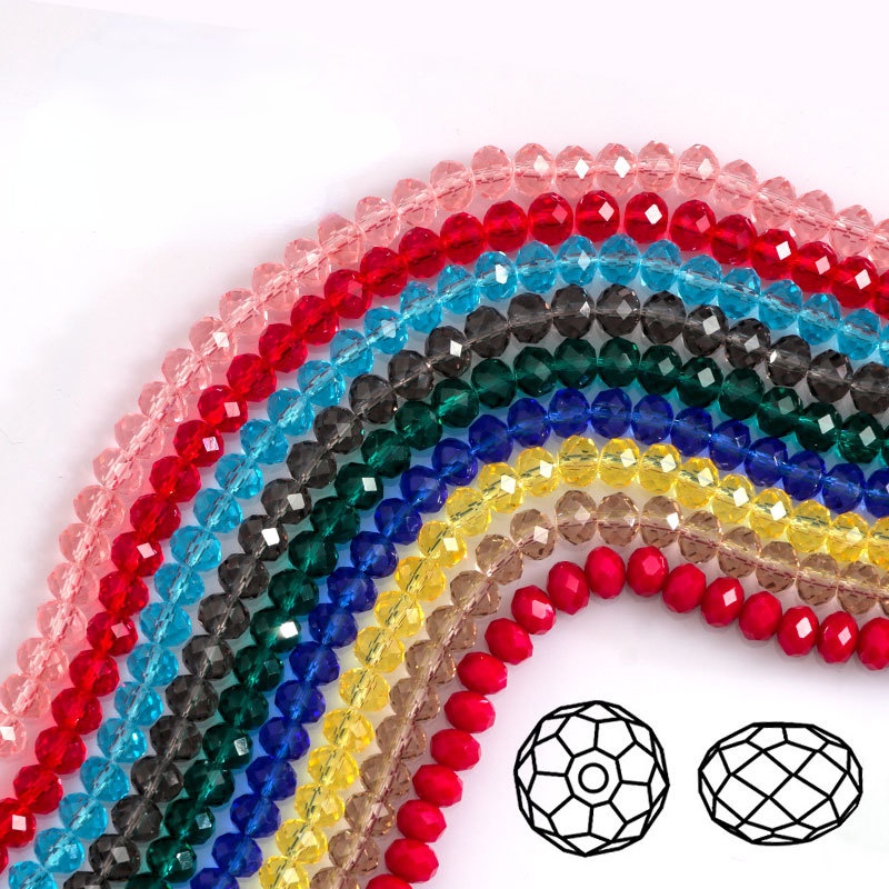ขายร้อน แก้วคริสตัลลูกปัดคริสตัลลูกปัดแบนลูกปัด DIY Hand String สร้อยคออุปกรณ์เสริม