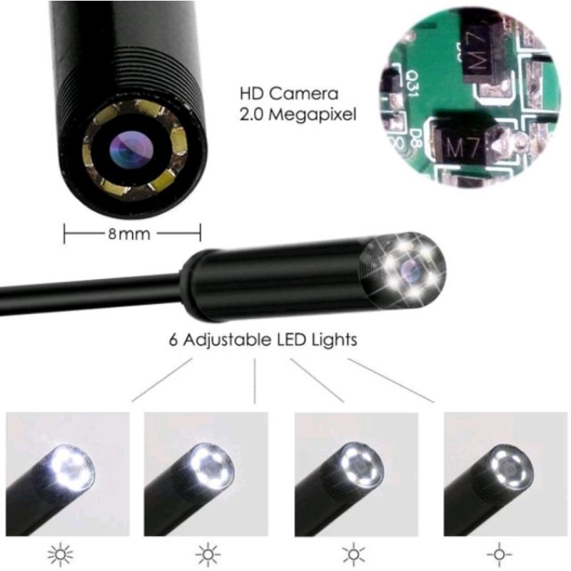 กล้องซ่อมแอร์ กล้องส่องท่อ กล้อง​งู​ wifi​ ยาว​2 เมตร​ Endoscope Wallfire WIFI 720P