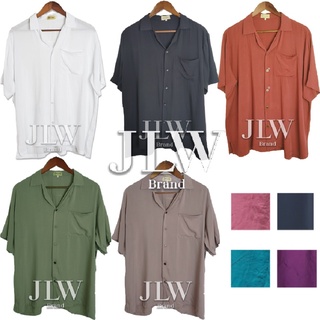 เสื้อฮาวาย เชิ้ตสีพื้น hawaii เสื้อเชิ้ตสไตล์เกาหลี ผ้านิ่ม มีไซส์ M/L/XL/OverSize/Plus size อก40-58"ไปเล๊ยยย
