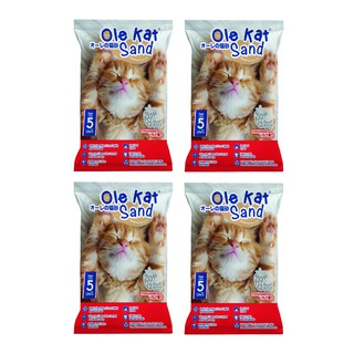 Ole Kat Sand Deodorizer ทรายแมวถ่านหินธรรมชาติ กลิ่นสตรอว์เบอร์รี่ 5 ลิตร x 4 ถุง Greatestpetshop