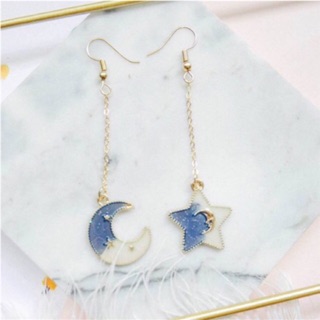 navy moonstar chain metal earring (galaxy)⭐️🌙