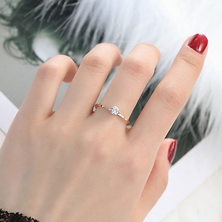 แหวนเหล็กไทเทเนียม 18k ประดับเพชร สีโรสโกลด์ แฟชั่นเรียบง่าย สไตล์เกาหลี