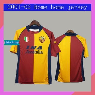 เสื้อกีฬาแขนสั้น ลายทีมชาติฟุตบอล Roma 01-02 เกรด AAA ชุดเหย้า สําหรับผู้ชาย