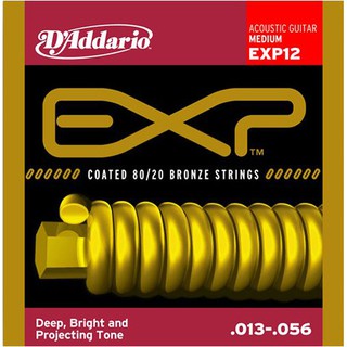 DAddario® EXP12 สายกีตาร์โปร่ง เบอร์ 13 สายเคลือบพิเศษ แบบ 80/20 Bronze (Medium, 13-56) ** Made in USA **