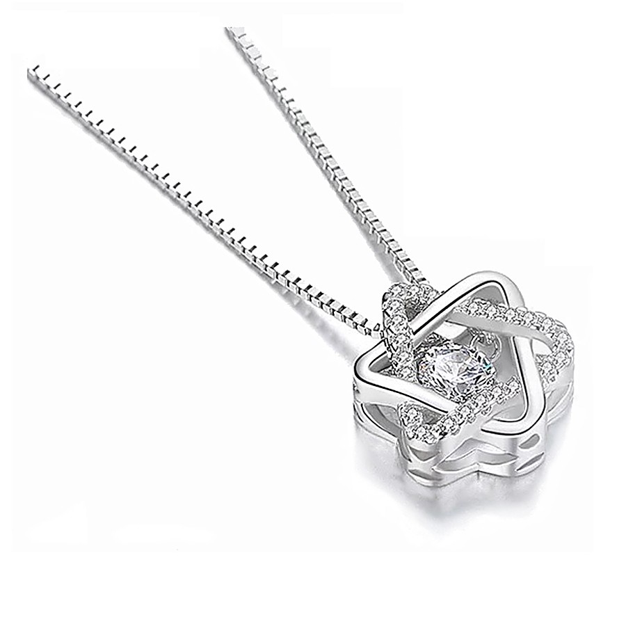 สร้อยคอเงินแท้ 925 หินคริสตัลสีขาว (MDC.X001)