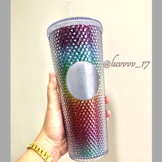 Starbucks Taiwan Neon Pride Rainbow Studded Cold Cup Tumbler 24oz.