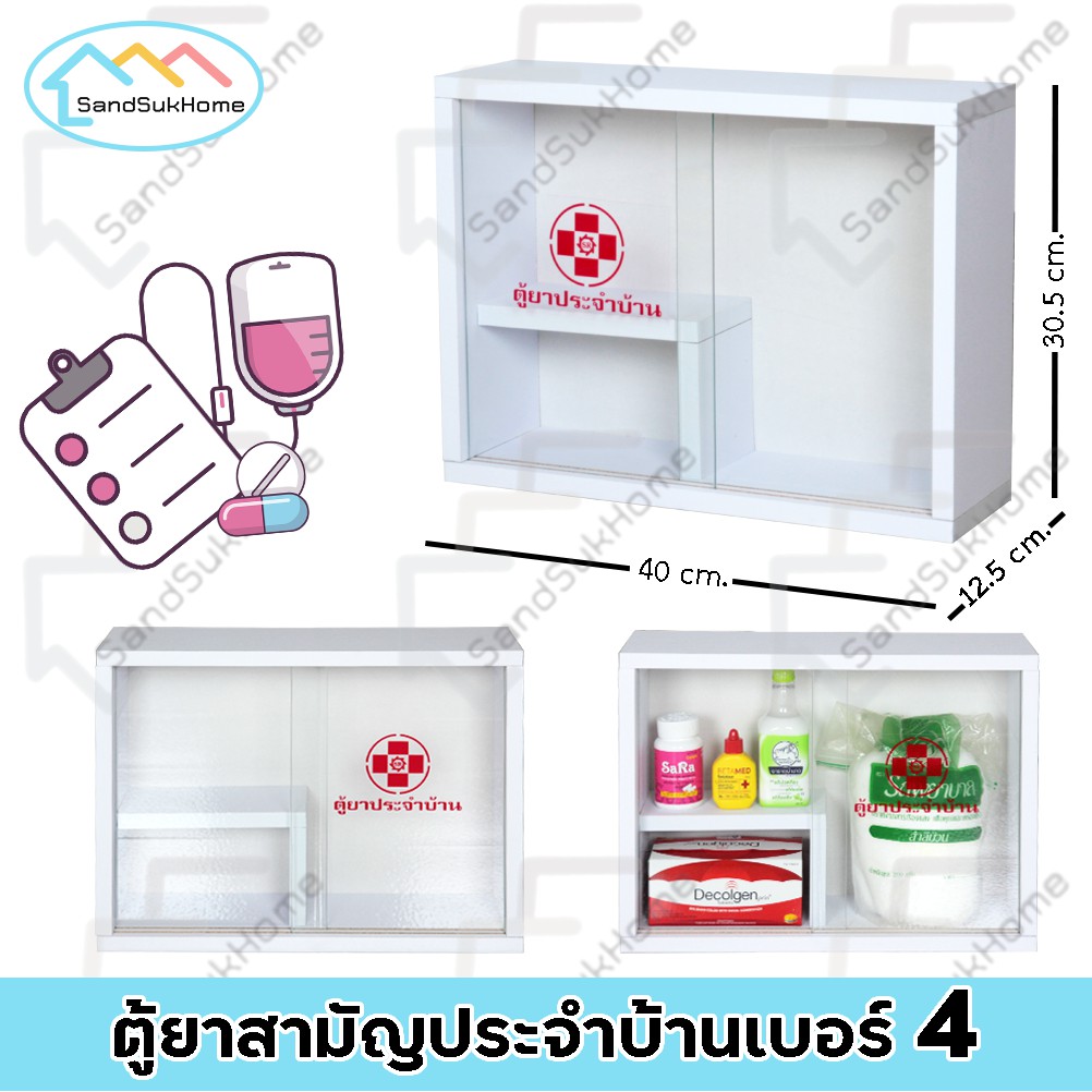 SandSukHome ตู้ยาสามัญประจำบ้าน ติดผนัง ชั้นวางของ กล่องเก็บของ จัดระเบียบเก็บยาให้เป็นที่ รูปที่ 5