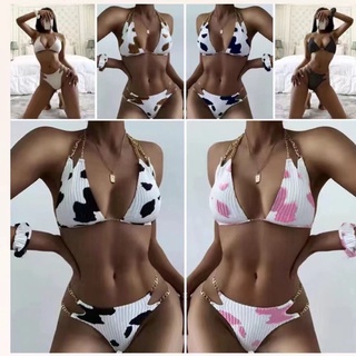 B5 bikini บีกินีลายวัว ทรงสูง ชุดว่ายน้ำ
