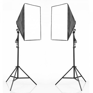 Softbox E27 50x70cm + หลอดไฟ 150W 5500k Day Light ชุดไฟต่อเนื่อง 2 ชุด