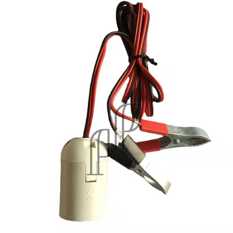ขั้วปากคีบแบต พร้อมสายขั้วE27 ระบบไฟ12v 24v 65v 85v 1.5เมตร แข็งแรง ราคาคุ้มค่า