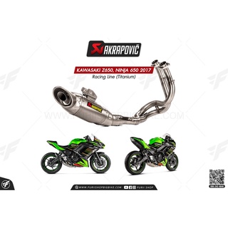 ท่อแต่ง Akrapovic Exhaust Racing Line (Titanium) KAWASAKI Z650, NINJA 650 2017